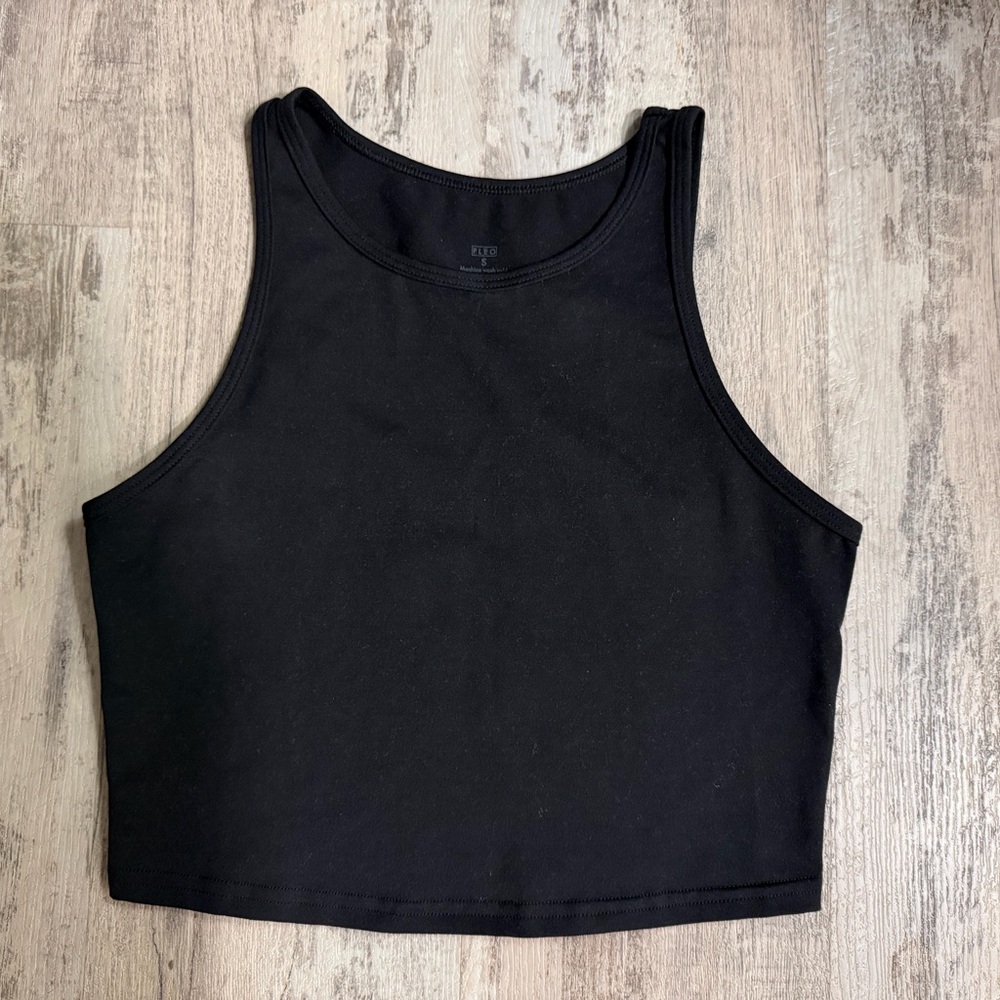Fleo Black Cropped Muscle Tank Top Size Small